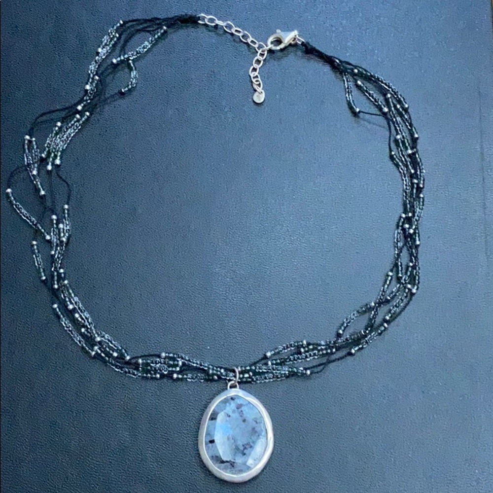 Retired Silpada Black Silk/Quartz Necklace